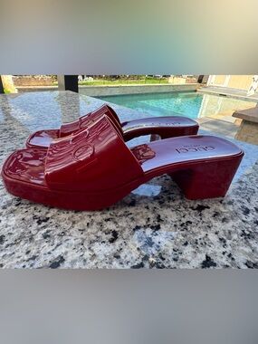 Gucci Red Patent Platform Slide Mules